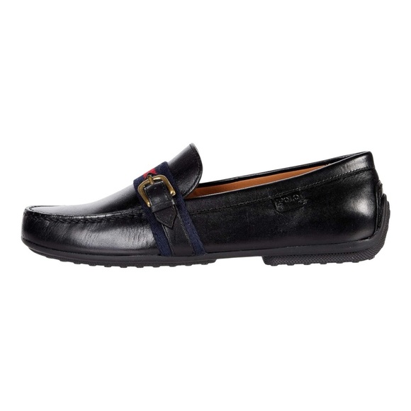 Polo Ralph Lauren Black Riali Driver Loafer Smooth Leather Size 10.New - Picture 8 of 8
